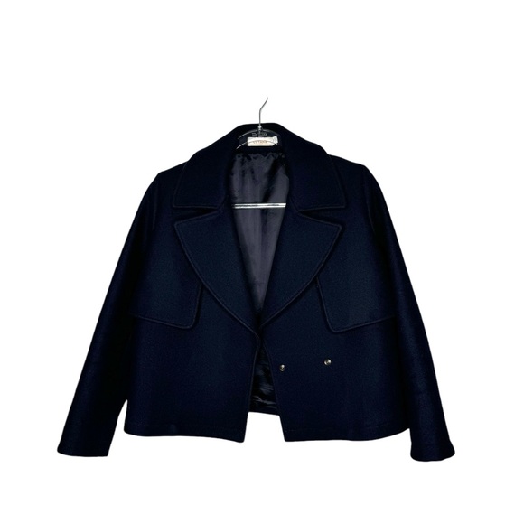 Cuyana | NWOT Cropped Wool Trench Coat Navy Small - Picture 5 of 10